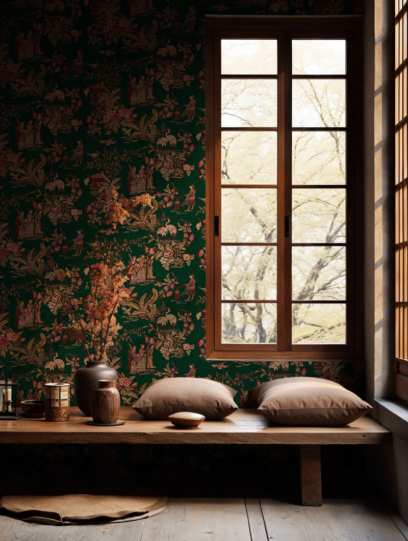 Tang Walk Emerald Forbidden City Wallpaper by Coordonné