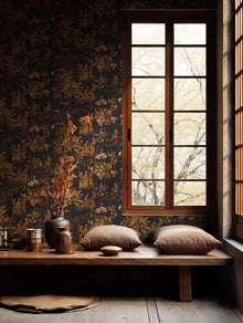Tang Walk Sapphire Forbidden City Wallpaper by Coordonné