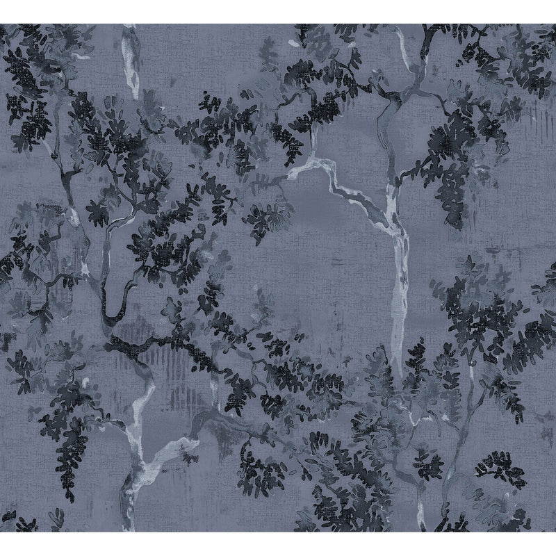 Willow Poem Navy Forbidden City Wallpaper by Coordonné