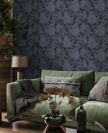 Willow Poem Navy Forbidden City Wallpaper by Coordonné