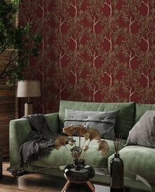 Willow Poem Ruby Forbidden City Wallpaper by Coordonné