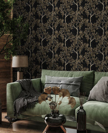 Willow Poem Onyx Forbidden City Wallpaper by Coordonné
