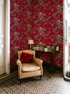 Sacred Pheasants Ruby Forbidden City Wallpaper by Coordonné