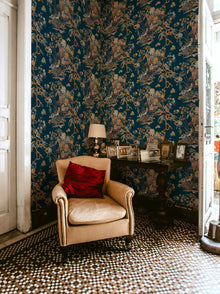 Sacred Pheasants Sapphire Forbidden City Wallpaper by Coordonné