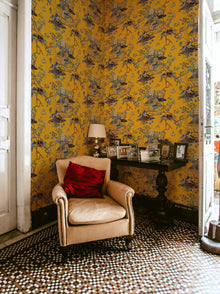 Sacred Pheasants Amber Forbidden City Wallpaper by Coordonné