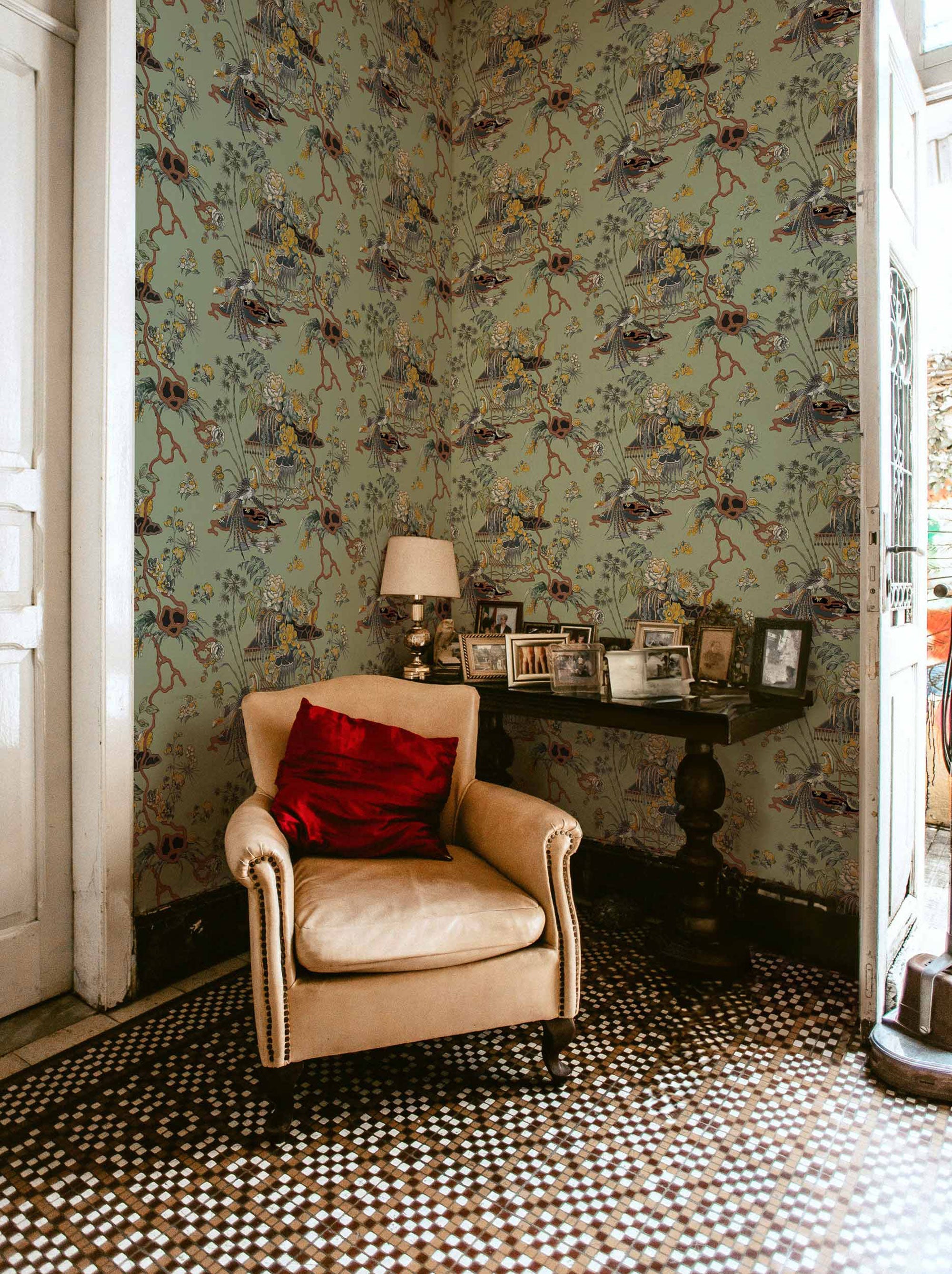 Sacred Pheasants Jade Forbidden City Wallpaper by Coordonné