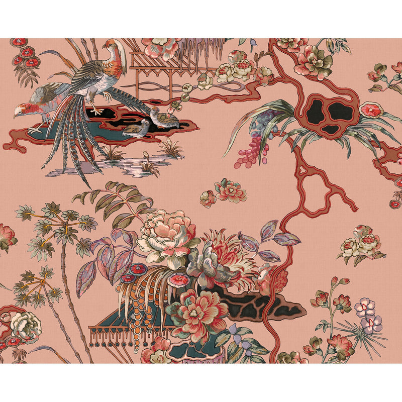 Sacred Pheasants Rose Forbidden City Wallpaper by Coordonné