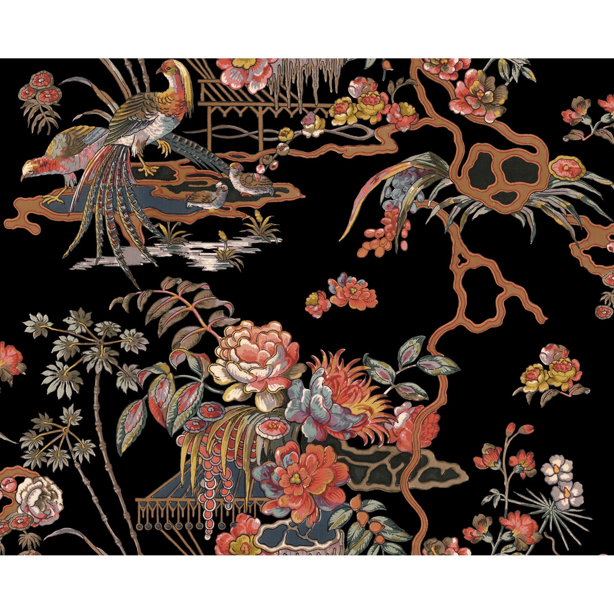 Sacred Pheasants Onyx Forbidden City Wallpaper by Coordonné