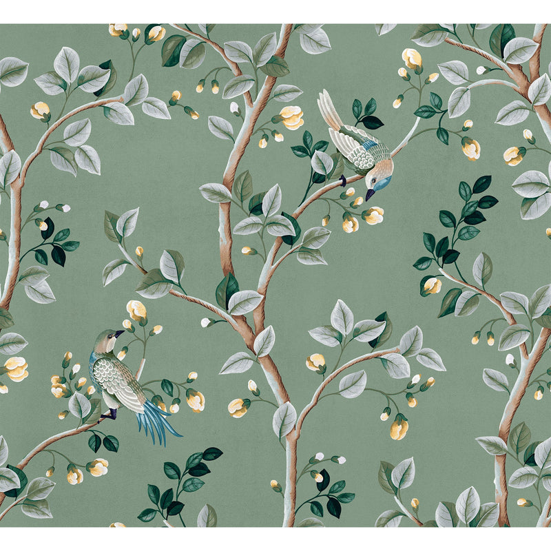 Birds Prosperity Jade Forbidden City Wallpaper by Coordonné