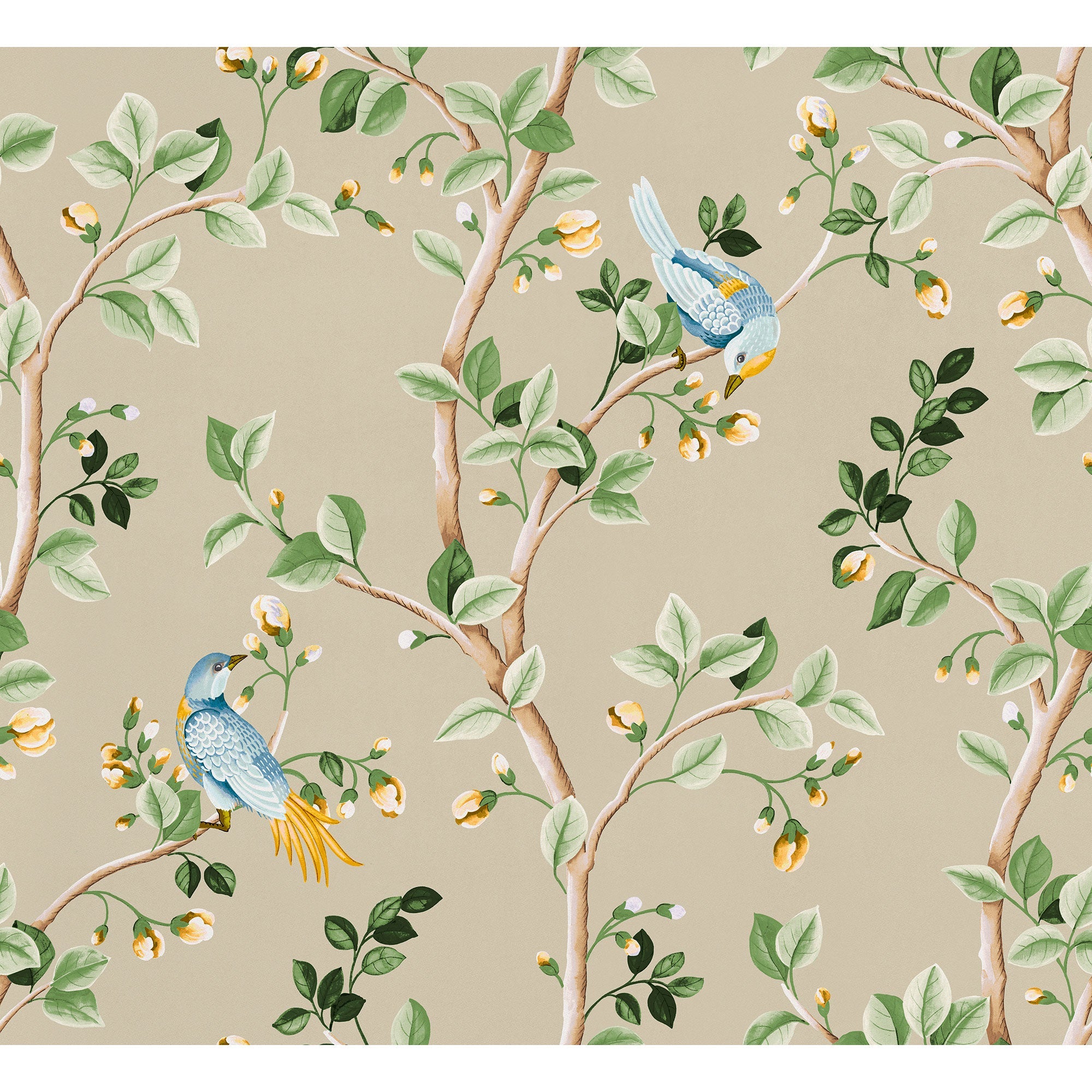 Birds Prosperity Papyrus Forbidden City Wallpaper by Coordonné
