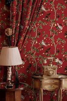 Birds Prosperity Ruby Forbidden City Wallpaper by Coordonné