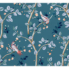 Birds Prosperity Sapphire Forbidden City Wallpaper by Coordonné