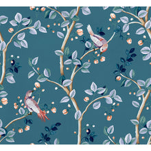 Birds Prosperity Sapphire Forbidden City Wallpaper by Coordonné