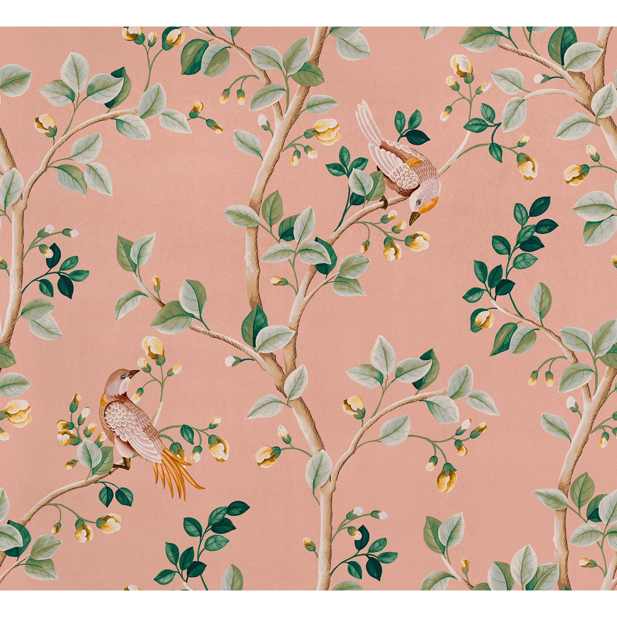 Birds Prosperity Rose Forbidden City Wallpaper by Coordonné