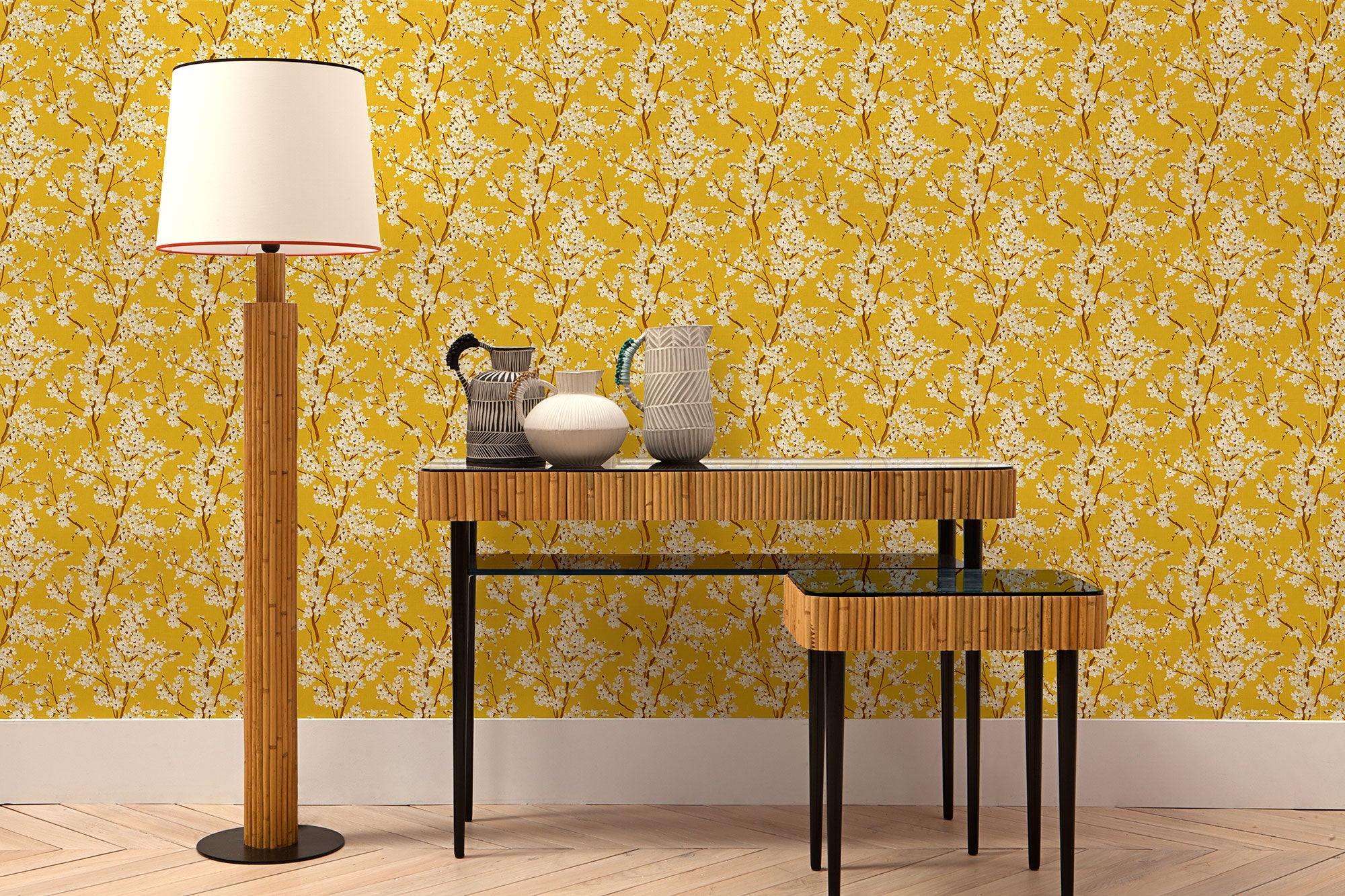Cherry Blossom Amber Forbidden City Wallpaper by Coordonné