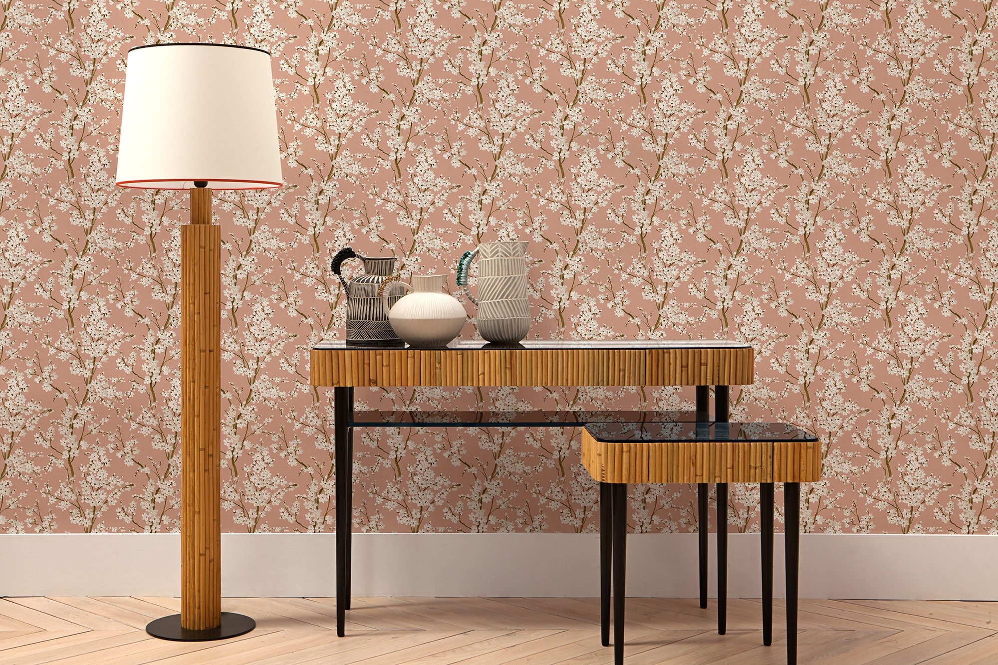 Cherry Blossom Rose Forbidden City Wallpaper by Coordonné