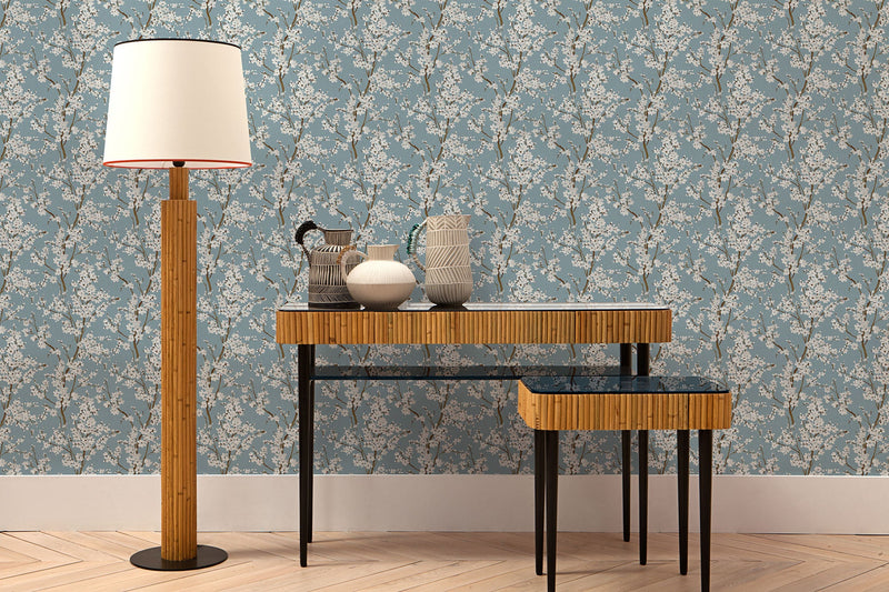 Cherry Blossom Turquoise Forbidden City Wallpaper by Coordonné