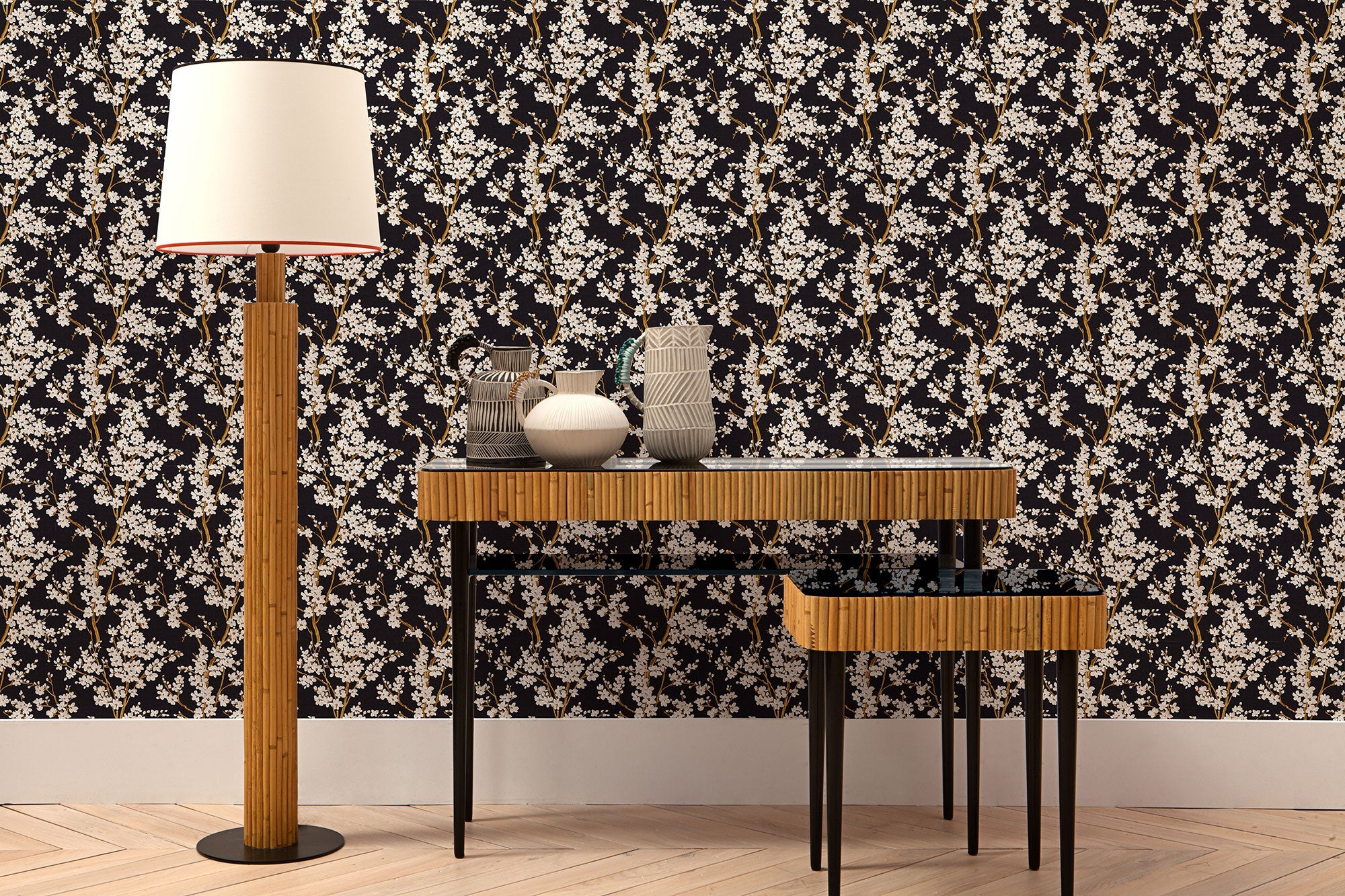 Cherry Blossom Onyx Forbidden City Wallpaper by Coordonné