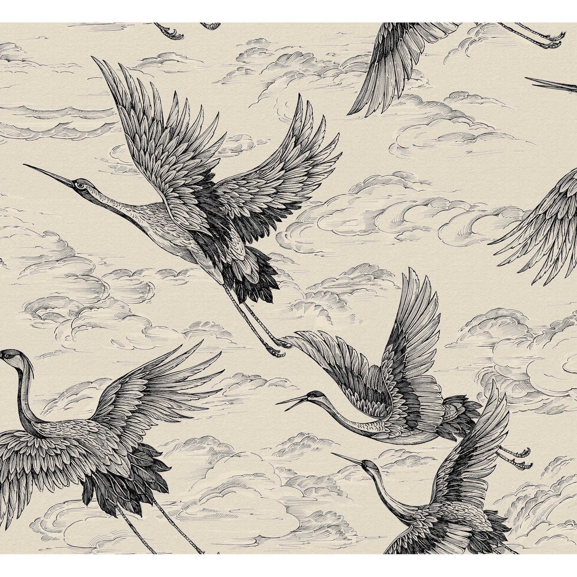 Imperial Ibis Nacre Forbidden City Wallpaper by Coordonné