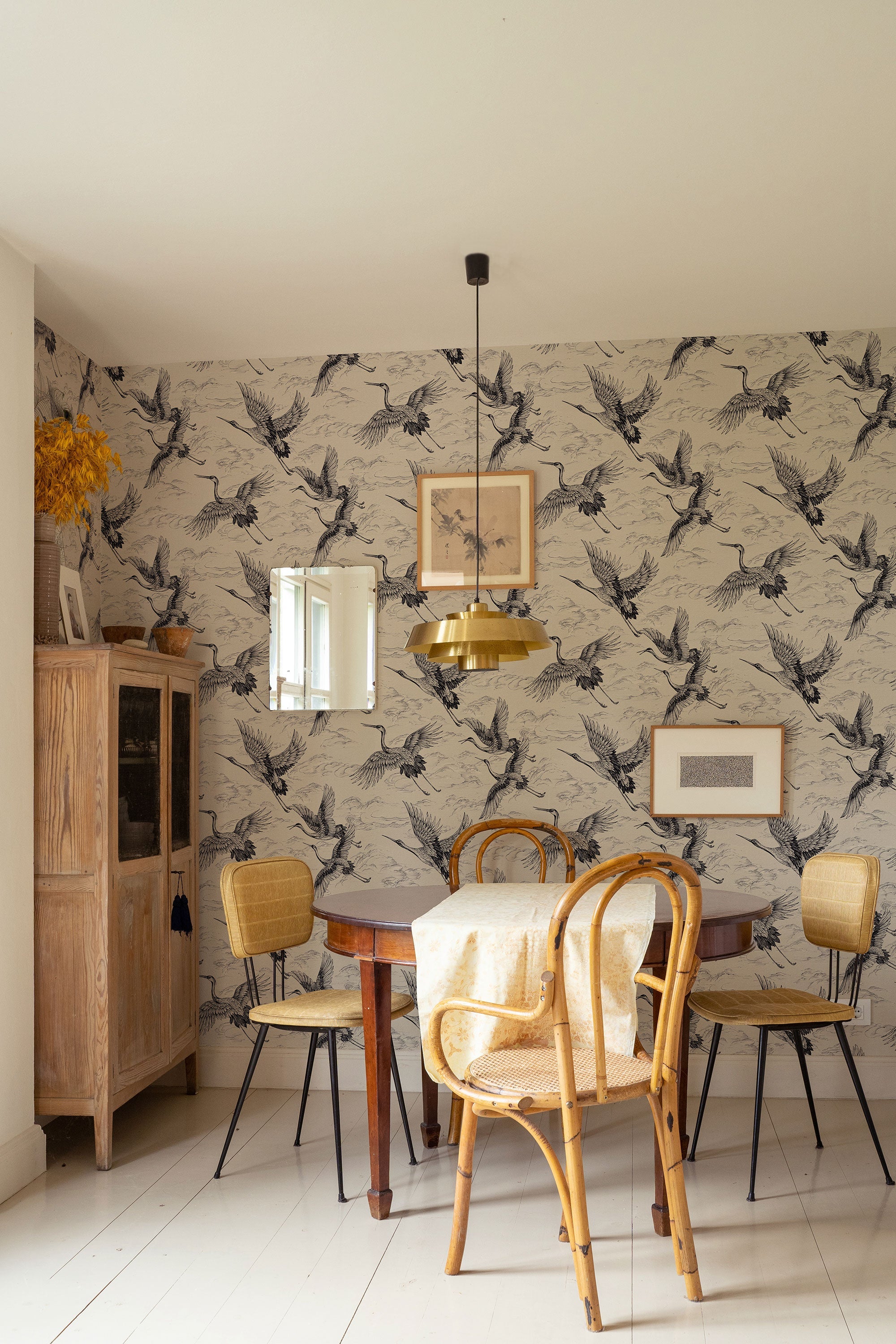 Imperial Ibis Nacre Forbidden City Wallpaper by Coordonné