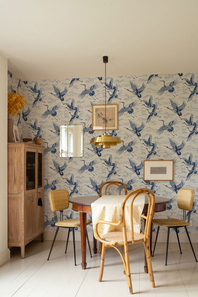 Imperial Ibis Sapphire Forbidden City Wallpaper by Coordonné