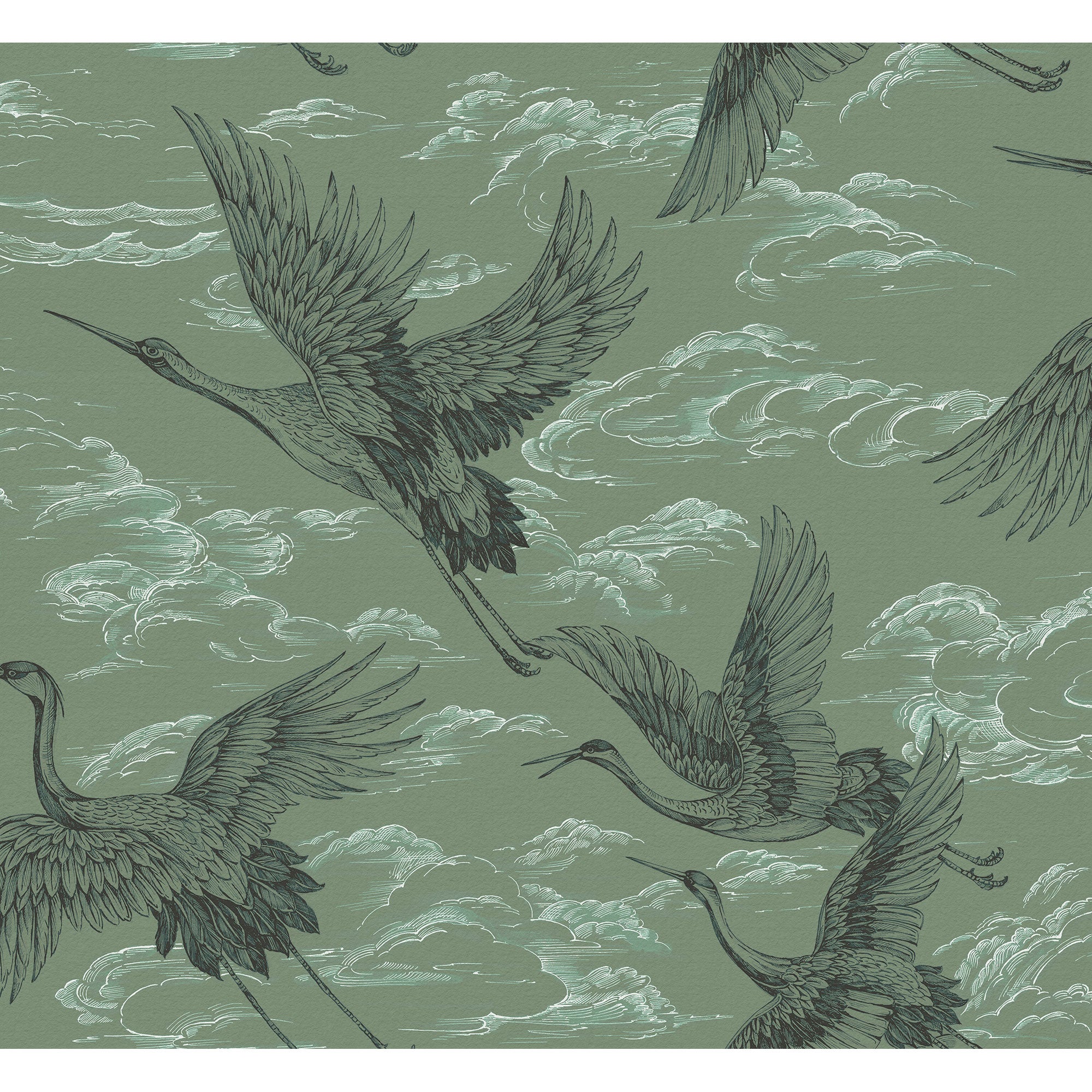 Imperial Ibis Jade Forbidden City Wallpaper by Coordonné