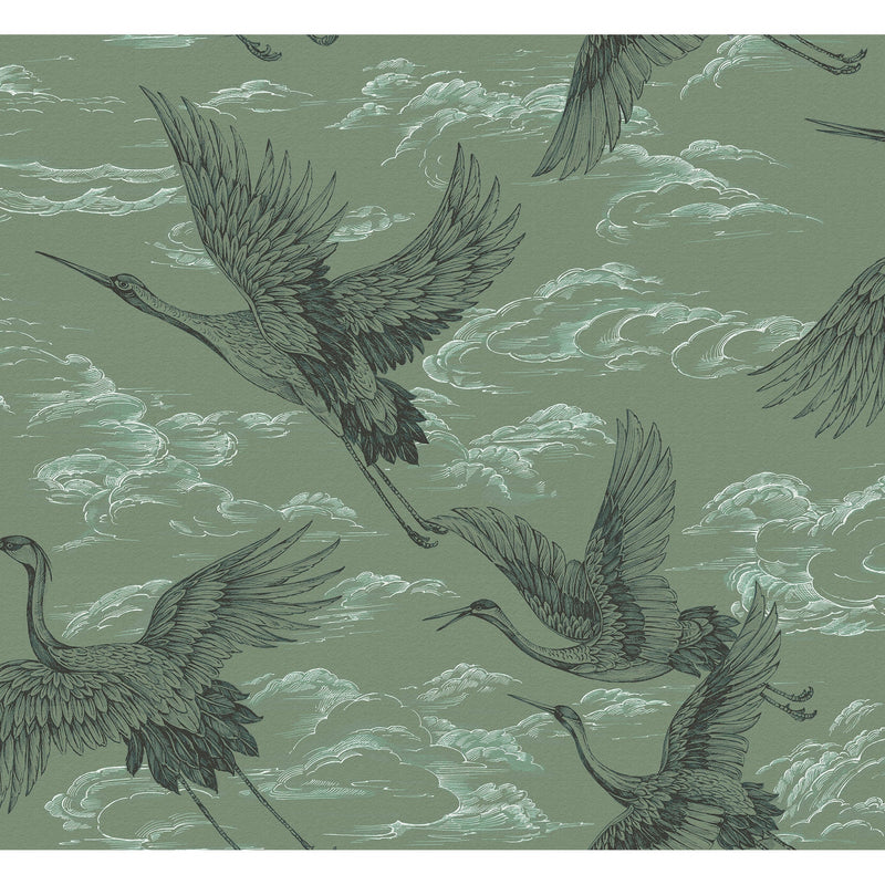 Imperial Ibis Jade Forbidden City Wallpaper by Coordonné