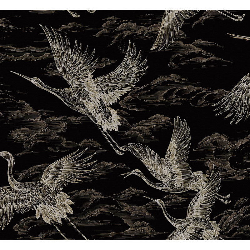 Imperial Ibis Onyx Forbidden City Wallpaper by Coordonné