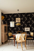 Imperial Ibis Onyx Forbidden City Wallpaper by Coordonné