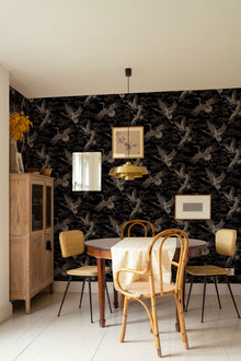 Imperial Ibis Onyx Forbidden City Wallpaper by Coordonné