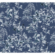 Ming Pagoda Navy Forbidden City Wallpaper by Coordonné