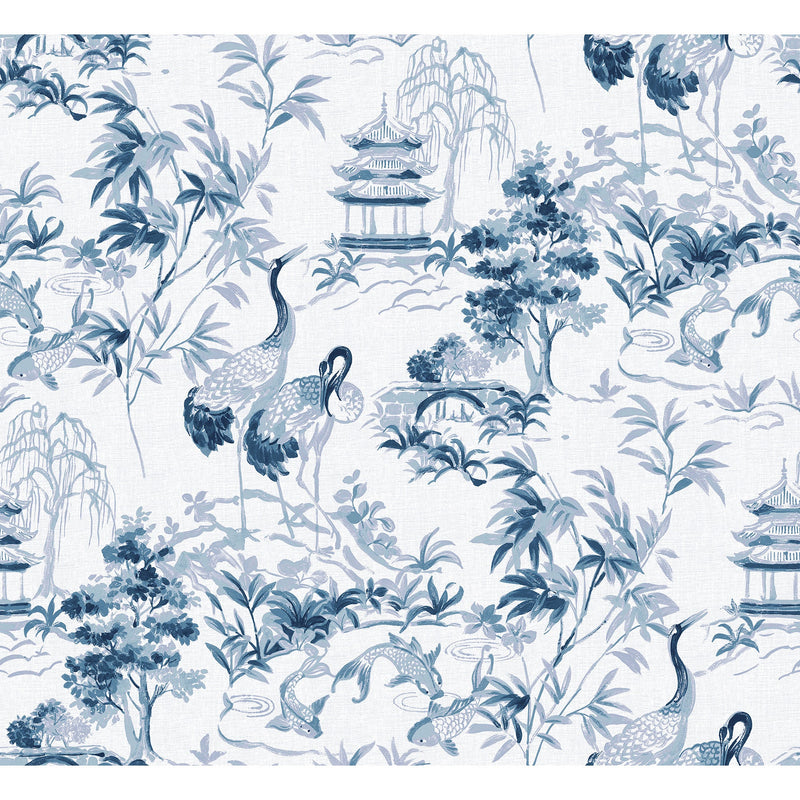 Ming Pagoda Sapphire Forbidden City Wallpaper by Coordonné