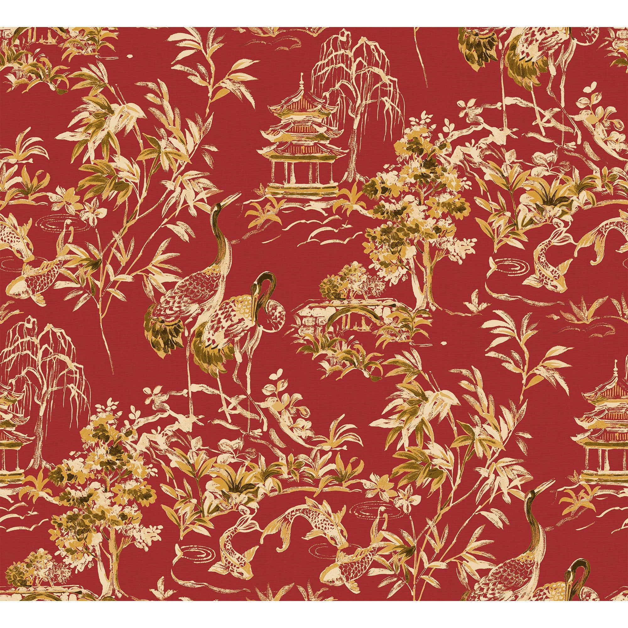 Ming Pagoda Ruby Forbidden City Wallpaper by Coordonné