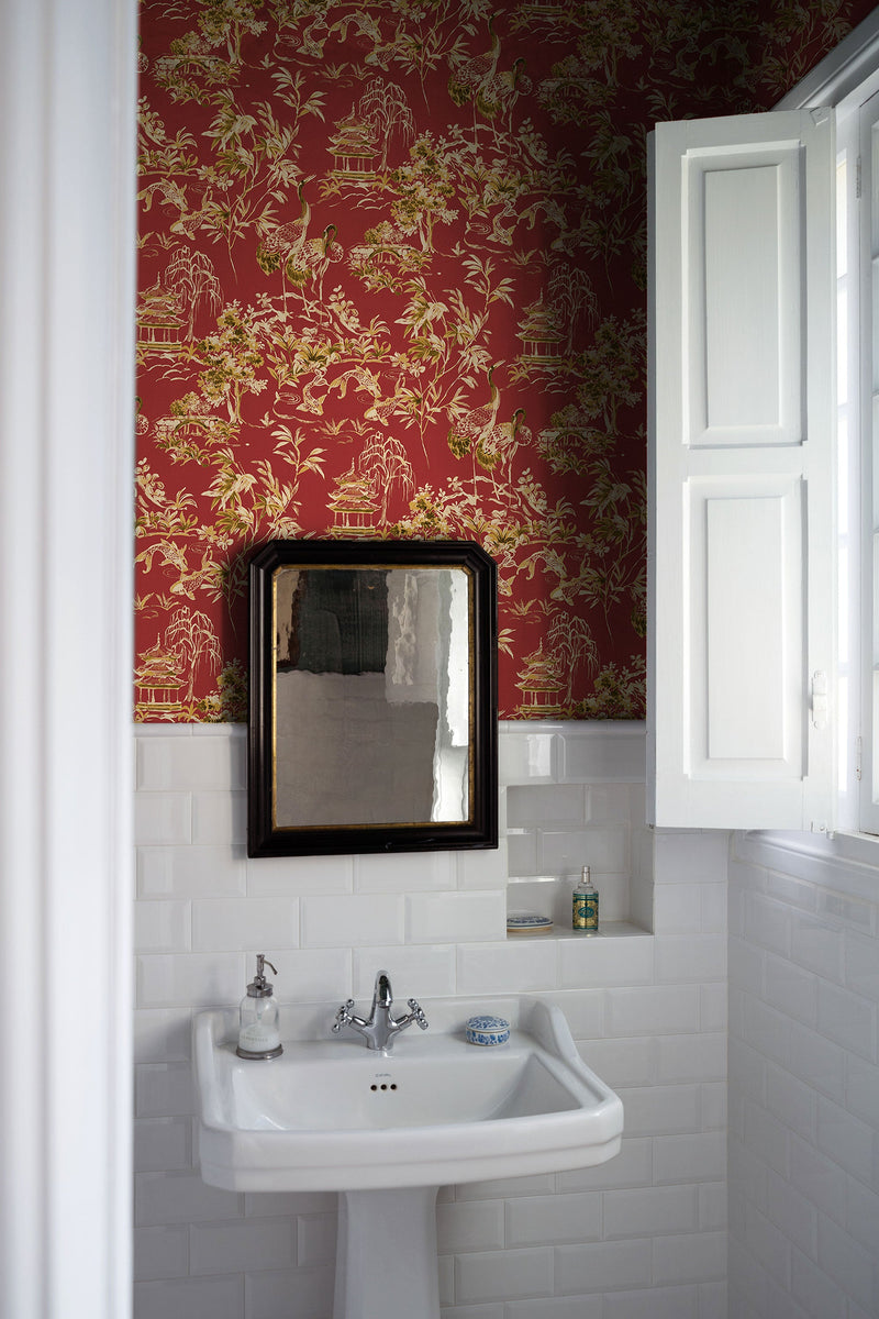 Ming Pagoda Ruby Forbidden City Wallpaper by Coordonné