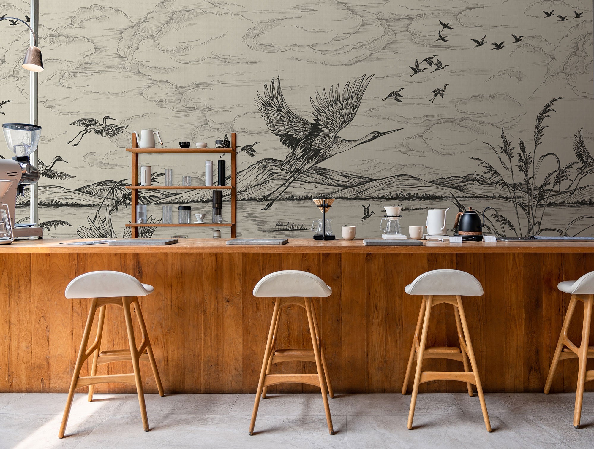 Heron´s Poetry Nacre Forbidden City Mural by Coordonné (400x280cm)