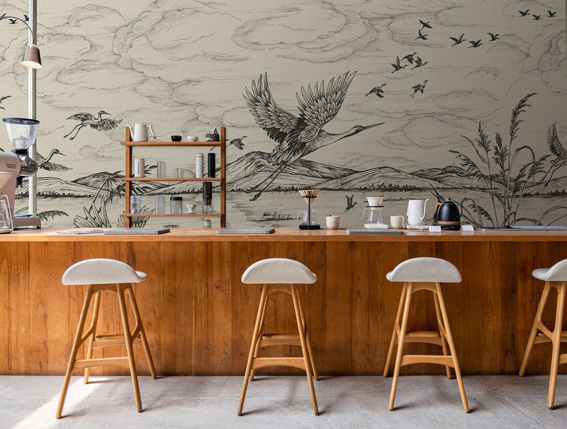 Heron´s Poetry Nacre Forbidden City Mural by Coordonné (400x280cm)