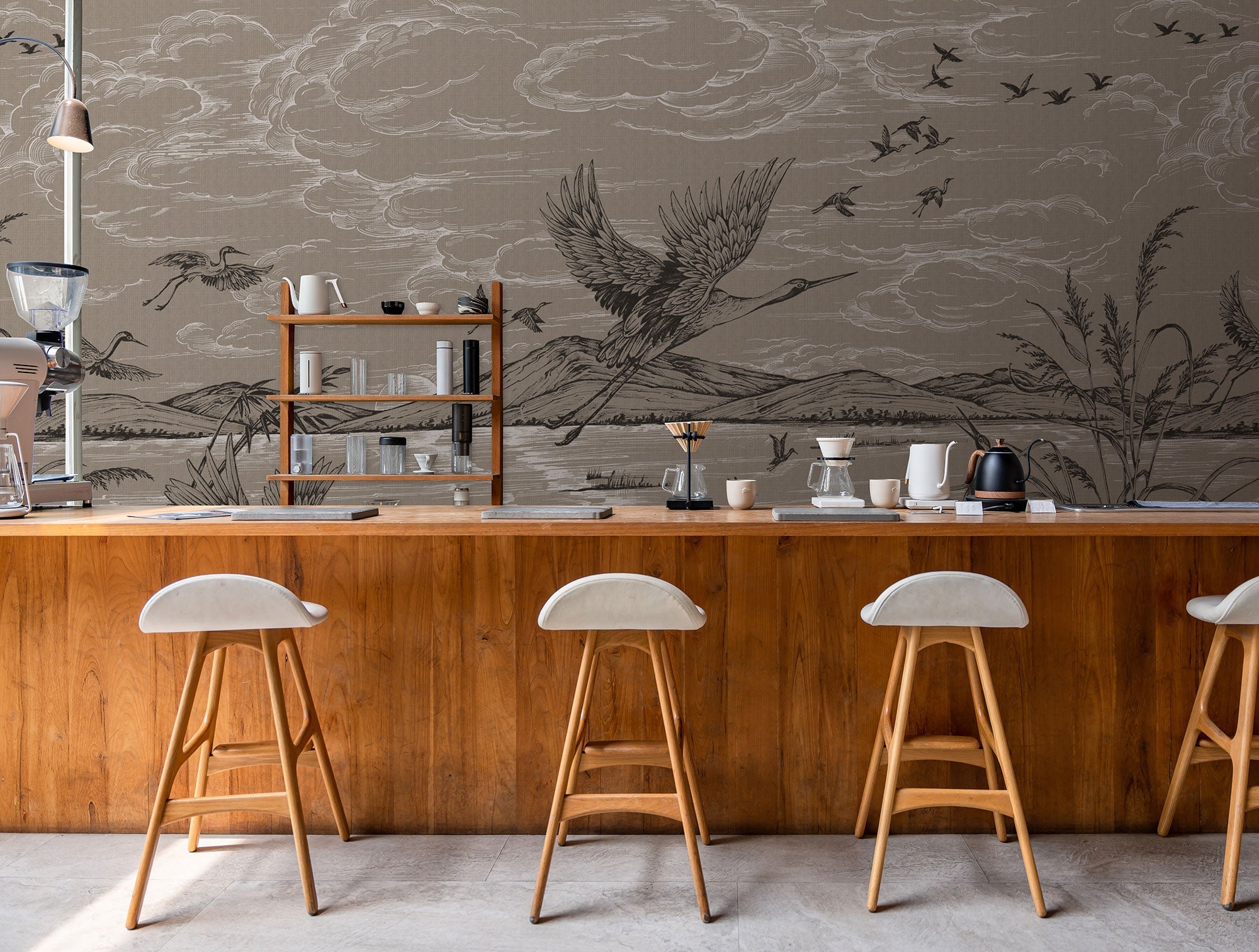 Heron´s Poetry Jute Forbidden City Mural by Coordonné (400x280cm)