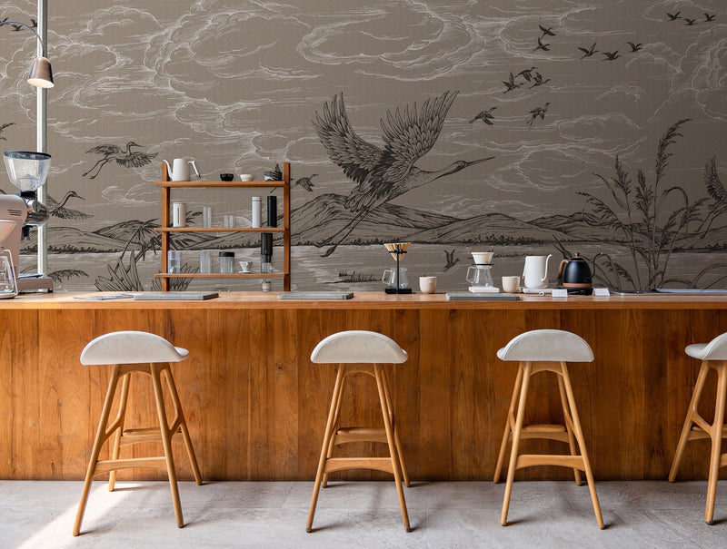 Heron´s Poetry Jute Forbidden City Mural by Coordonné (400x280cm)