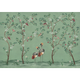 Crowned Crane Turquoise Forbidden City Mural by Coordonné (400x280cm)
