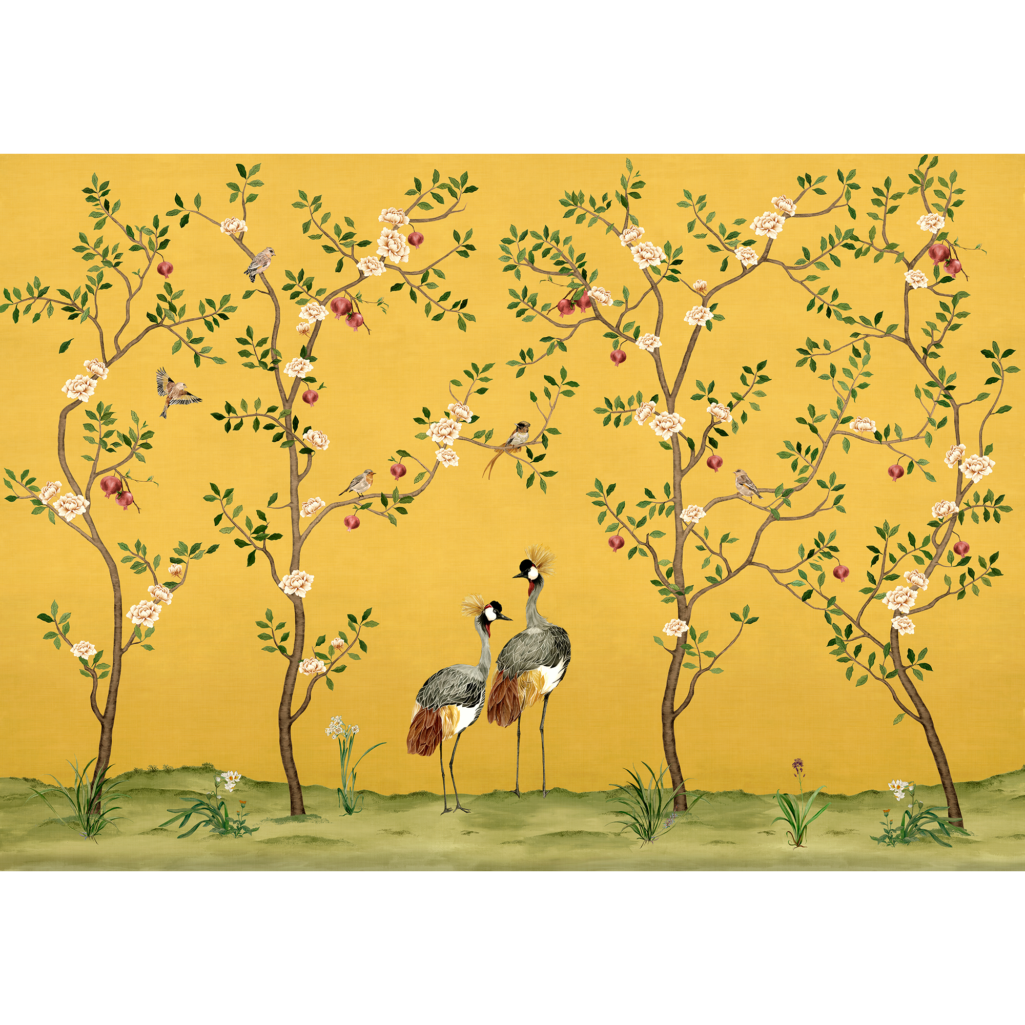 Crowned Crane Amber Forbidden City Mural by Coordonné (400x280cm)