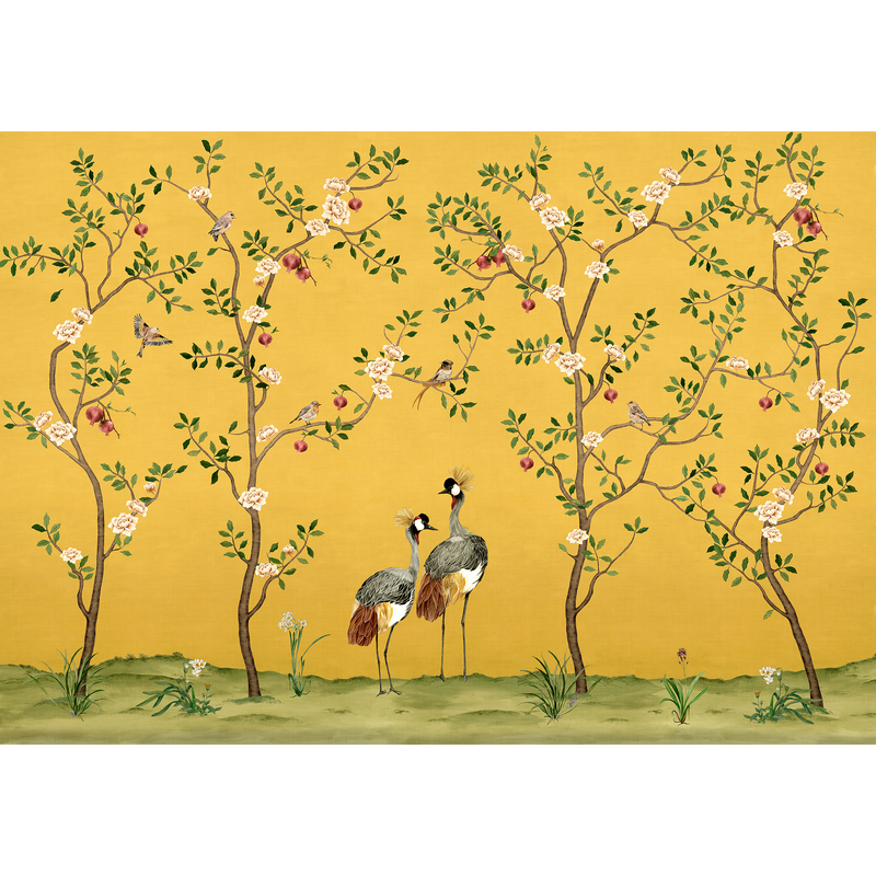 Crowned Crane Amber Forbidden City Mural by Coordonné (400x280cm)