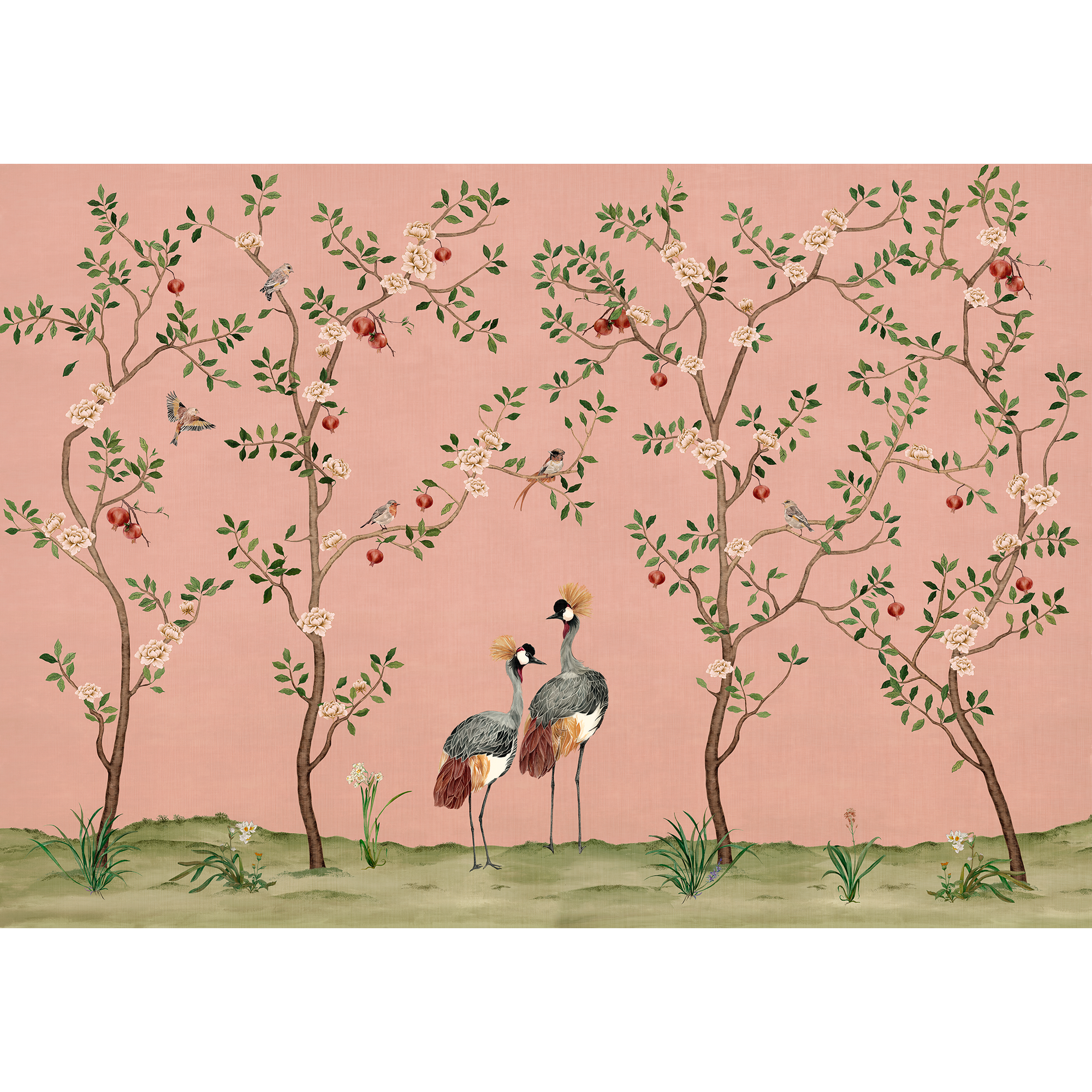 Crowned Crane Rose Forbidden City Mural by Coordonné (400x280cm)