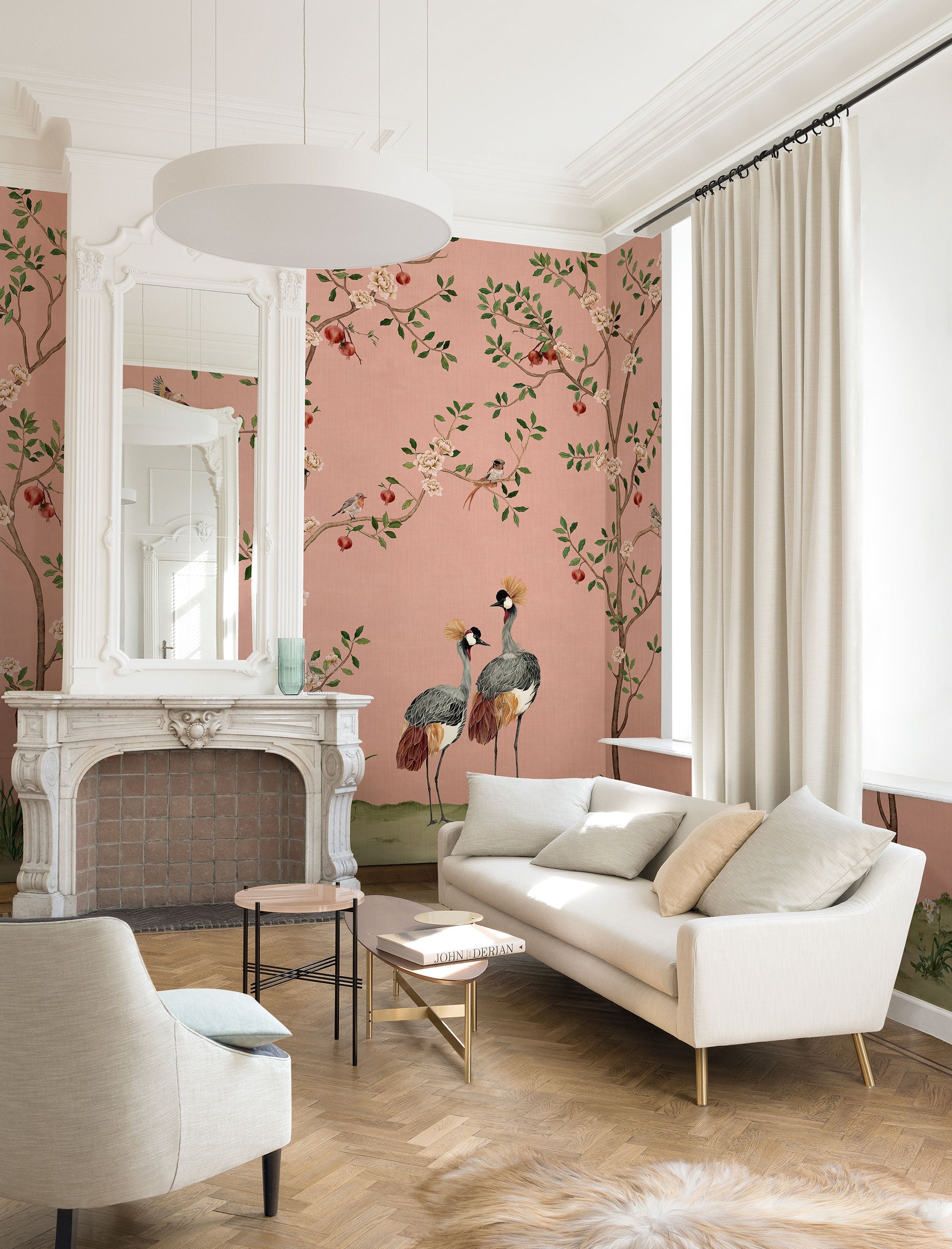Crowned Crane Rose Forbidden City Mural by Coordonné (400x280cm)