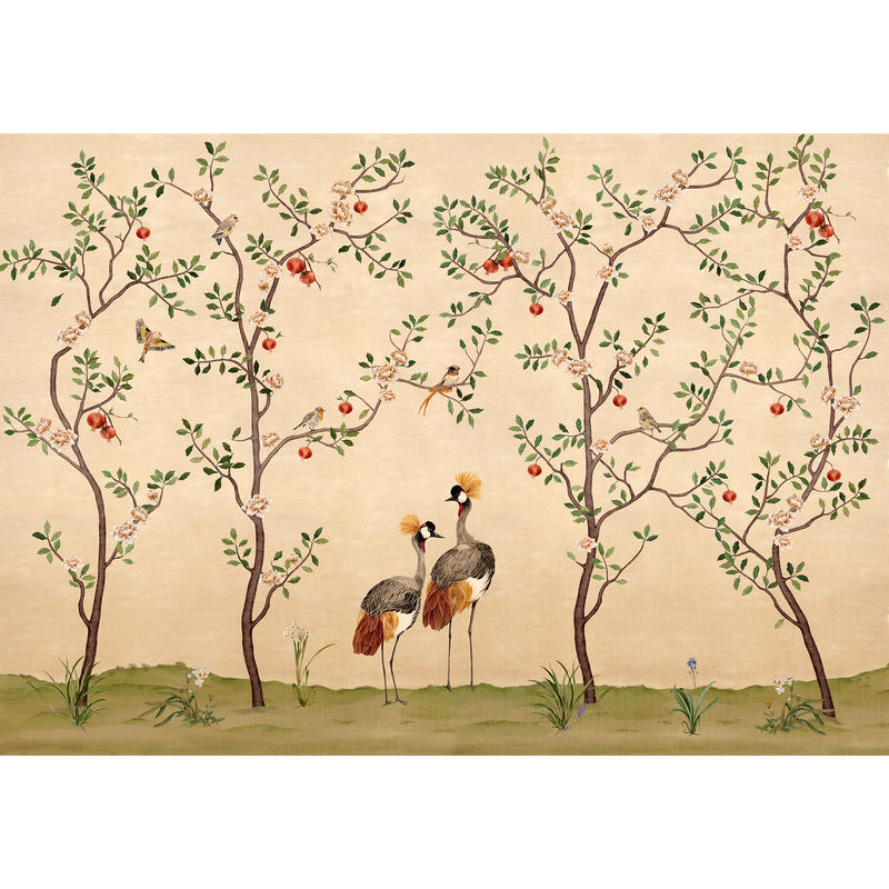 Crowned Crane Nacre Forbidden City Mural by Coordonné (400x280cm)