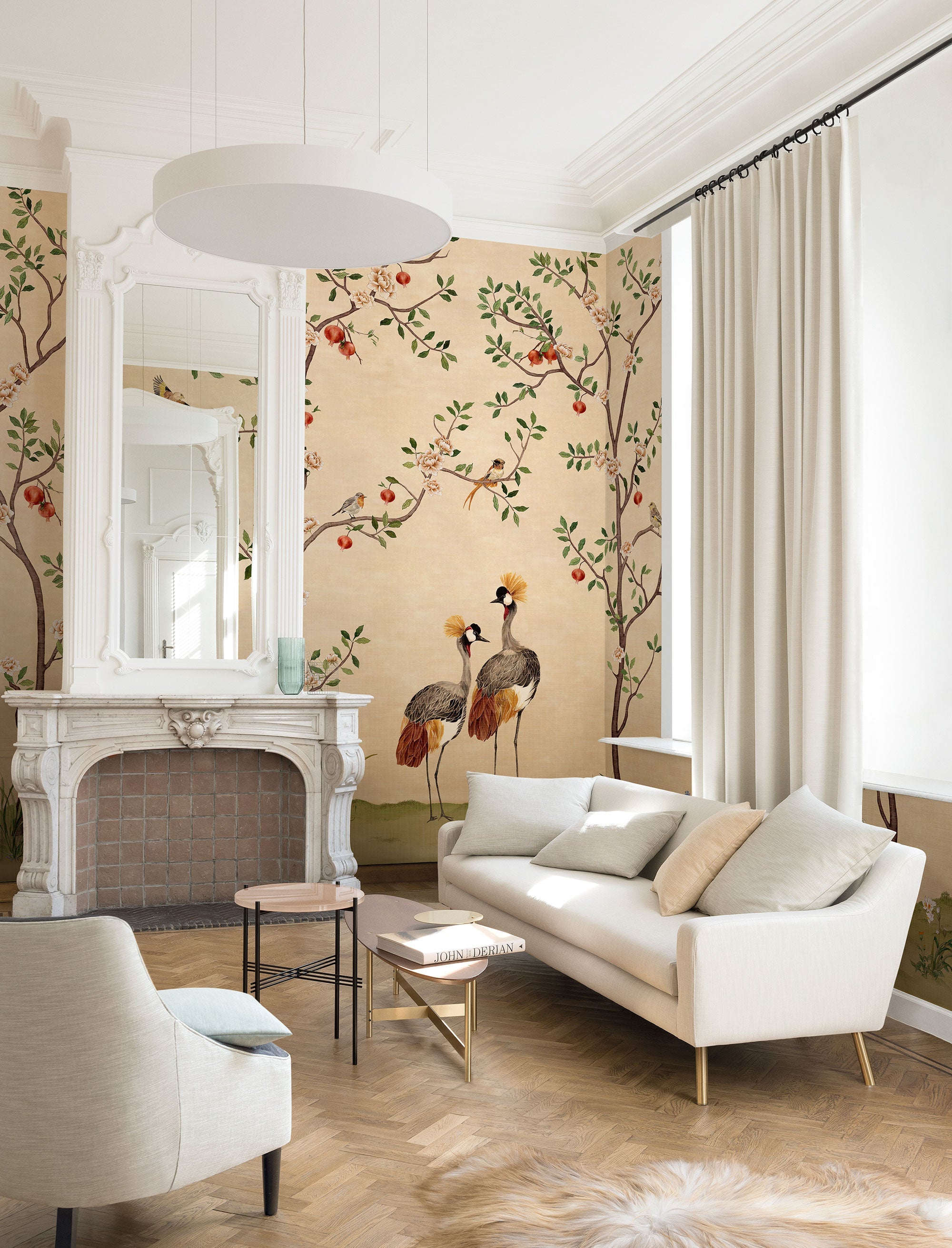 Crowned Crane Nacre Forbidden City Mural by Coordonné (400x280cm)