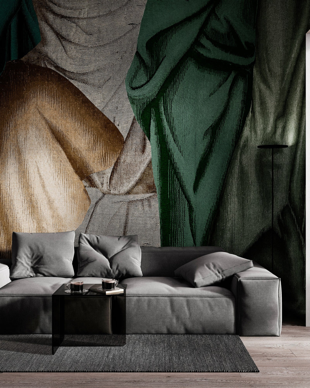 B00251 Drapery Emerald Artisan by Bodo Sperlein Mural by Coordonné (386x280cm)