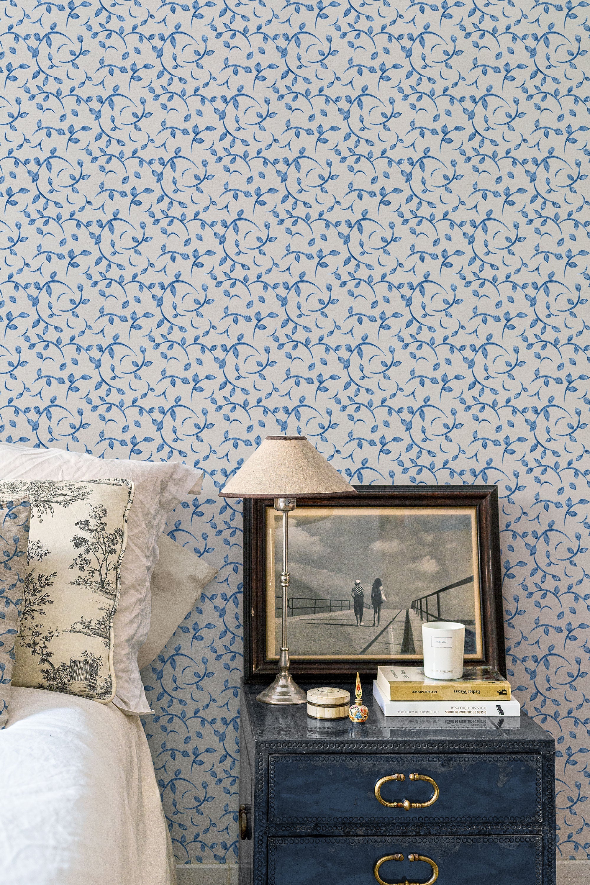 Twig Blue Victorian Wallpaper by Coordonné