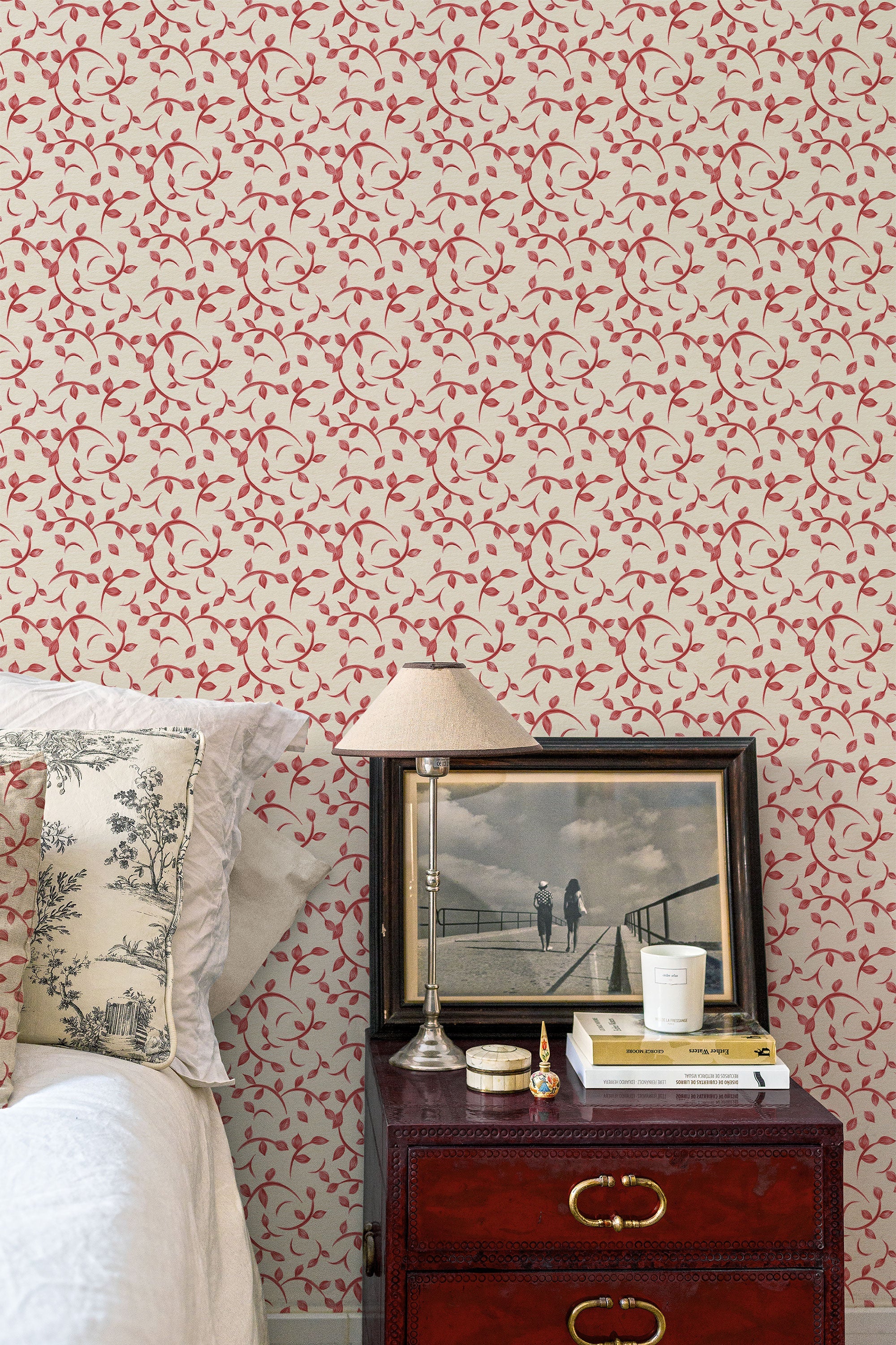 Twig Red Victorian Wallpaper by Coordonné