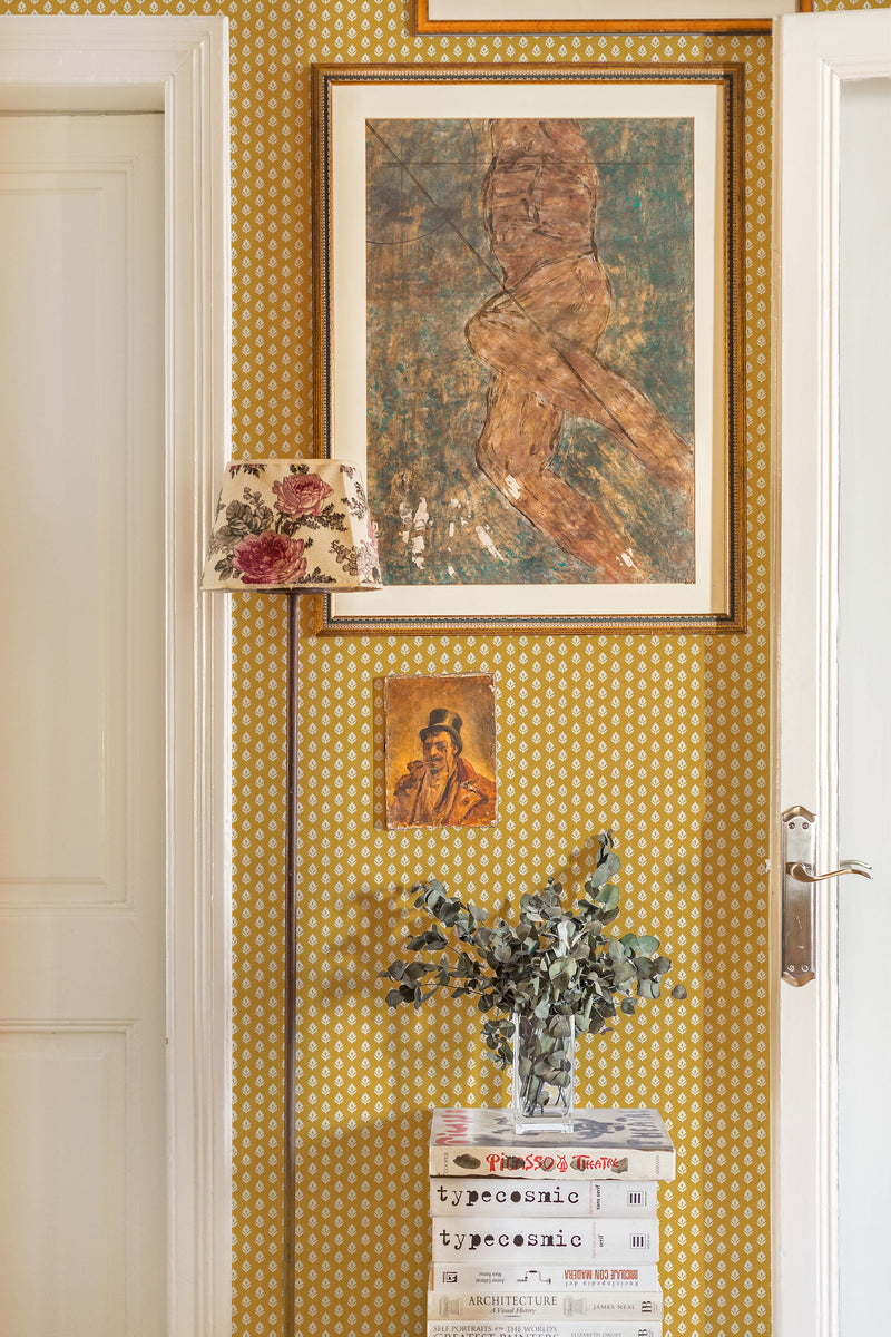 Clover Mustard Victorian Wallpaper by Coordonné