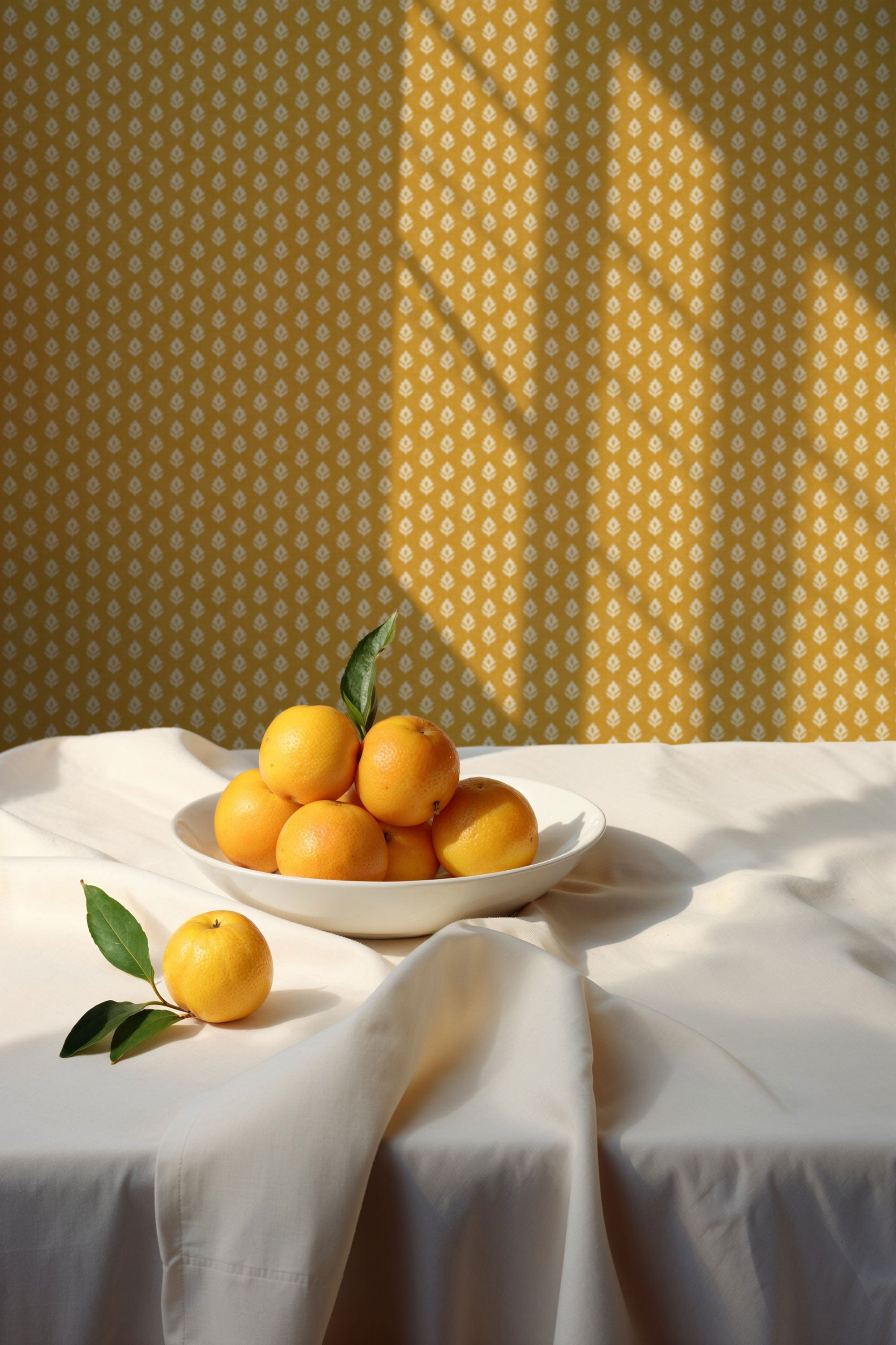 Clover Mustard Victorian Wallpaper by Coordonné